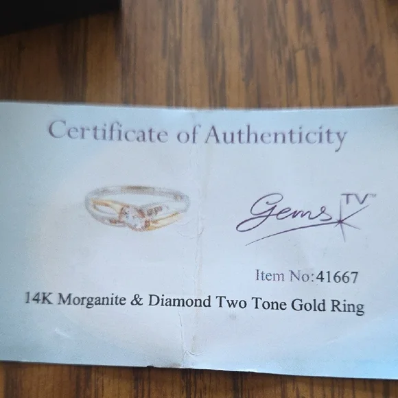 14K Two-Tone Gold Morganite and Diamond Ring - Picture 2 of 4